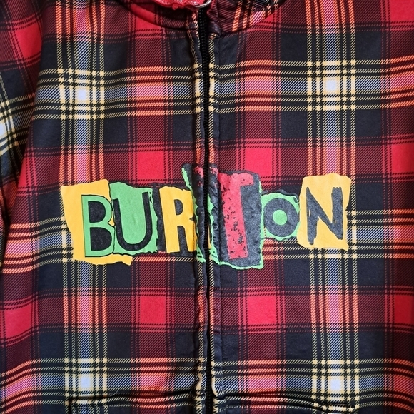 Burton boys size 7/8 jacket plaid zip up hood attacged, micro fleece lined - Picture 2 of 5